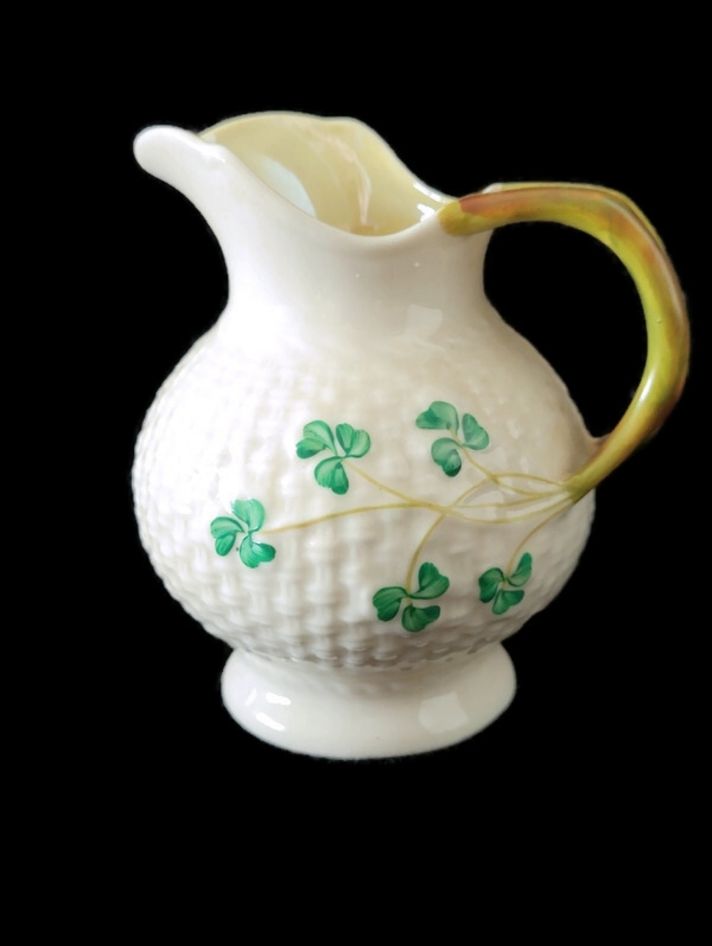 Belleek creamer Hand painted Shamrocks, Vintage
